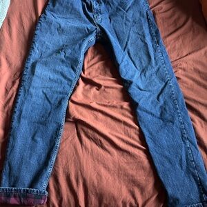 Eddie Bauer Straight Leg Blue Jeans, Flannel Lined, 38 x 34